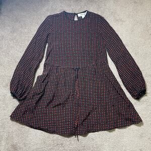 diane von furstenberg Silk dress Size 0 Tie Waist Puff Sleeve Polka Dot Red